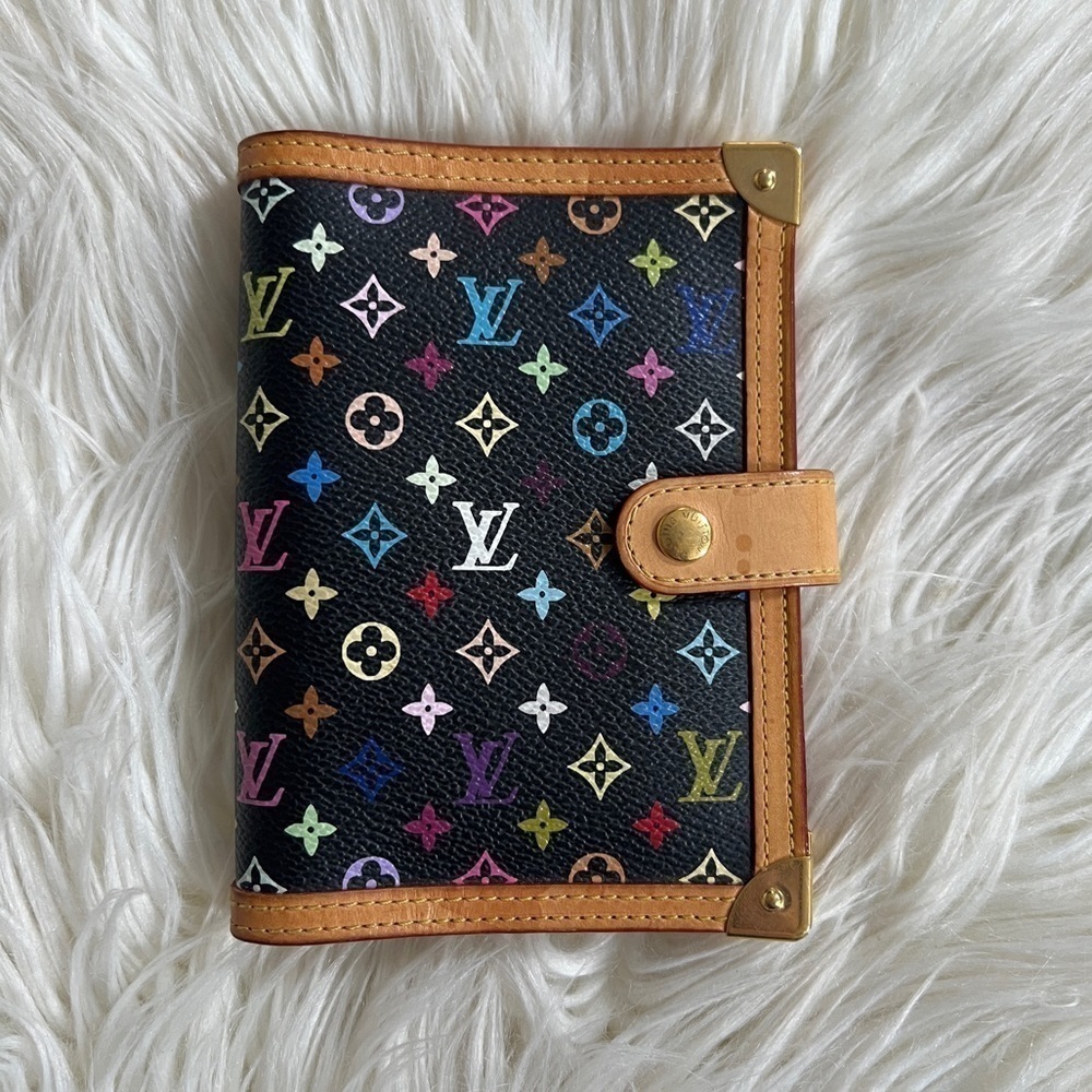 LOWEST! Authentic Louis Vuitton Multicolor Noir Agenda PM + LV Stickers - Picture 2 of 14